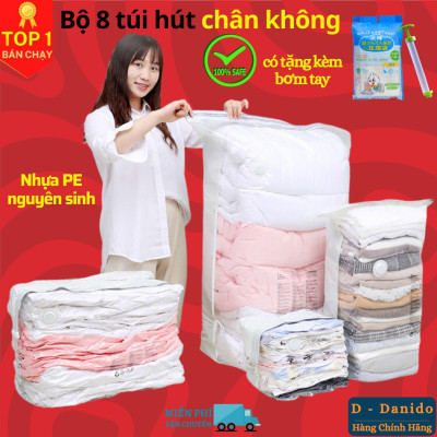 Combo 8 túi hút chân không cao cấp đựng quần áo, chăn màn, gối mềm nhiều cỡ - Chính hãng D Danido