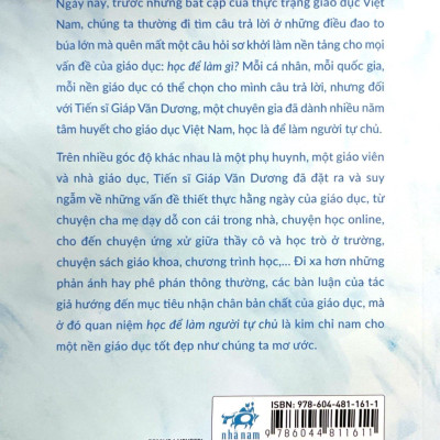 Sách - Học Để Làm Người Tự Chủ - Một Góc Nhìn Về Câu Chuyện Giáo Dục Hiện Thời