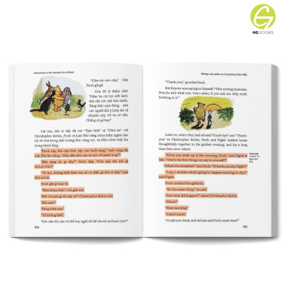 Trọn bộ 4 cuốn sách Gấu Pooh Xinh Xắn - Winnie The Pooh (A.A.Milne) bản Song ngữ có Audio giúp bé học tiếng Anh