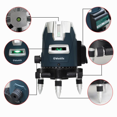 Máy Cân Bằng Laser 5 Tia Xanh Workfix WF-LS686 - Đế Bi NSK - 2 Pin 4800mAh - Đèn Led Siêu Sáng - Bảo Hành Chính Hãg 6 Tháng