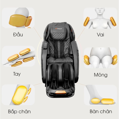 Ghế Massage Toàn Thân Lifesport LS-699, Ghế Massage 22 Túi Khí Thực Hiện Massage Theo Cơ Chế Nén – Xả,Co Bóp Linh Hoạt