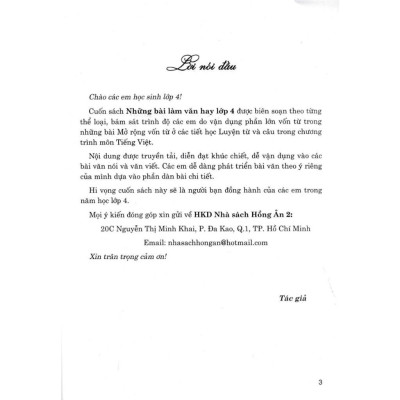Sách - Những Bài Làm Văn Hay Lớp 4 - Dùng Chung Cho Các Bộ SGK Hiện Hành - Hồng Ân