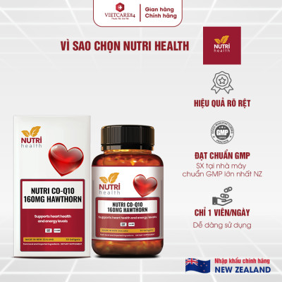 Viên Uống Bổ Tim Nutri CO-Q10 160MG Hawthorn 30 Viên | Giúp Tim Khỏe Mạnh, Phục Hồi Sức Khỏe - Nhập Khẩu Chính Hãng
