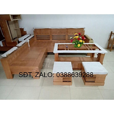 Bộ bàn ghế góc Như Ý gỗ xoan đào