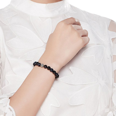 Vòng Tay Đá Mắt Hổ Xanh Đen Mix Charm Vàng Xi Ngọc Quý Gemstones VT49