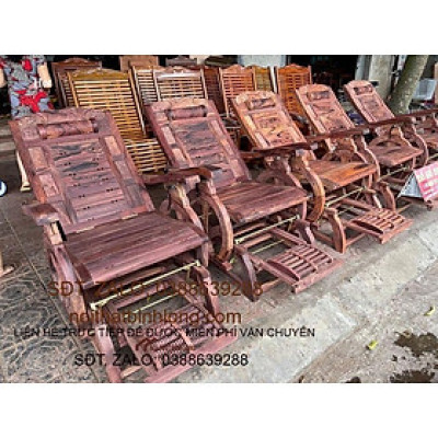 ghế thư gián đu đưa masage chân gỗ cẩm