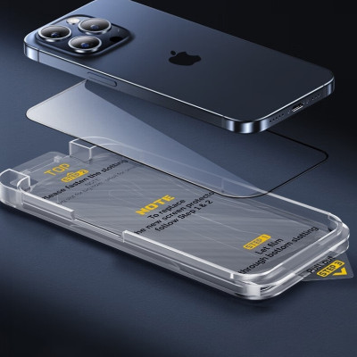 Kính cường lực khung tự dán cho iPhone 15 / 15 Plus / 15 Pro / 15 Pro Max hiệu WIWU SQ-008 Easy install - Viền siêu mỏng 0.33mm, chống mẻ cạnh, Phủ nano siêu mượt - Hàng nhập khẩu