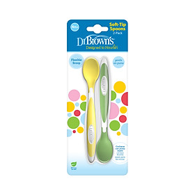 [ TF011 ] Bộ 2 thìa ( muỗng ) ăn dặm đầu mềm dành cho nướu nhạy cảm - Dr.Brown