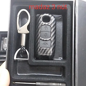 Bao da chìa khoá cacbon Dành Cho Mazda 3 3 nút