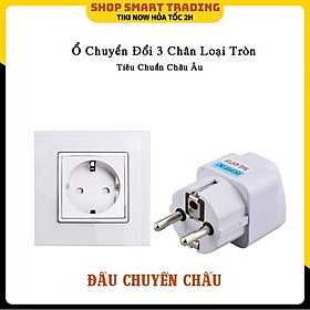 Ổ cắm chuyển đổi từ 3 chấu sang 2 chấu, phích cắm chân tròn chuẩn châu Âu loại tốt