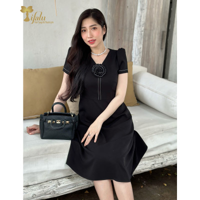 Váy đầm công sở TIFALU LD403 - Đầm trung niên dáng xòe thanh lịch