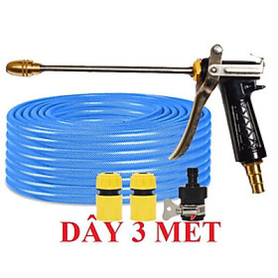 ️Evoucher Bộ dây vòi xịt nước rửa xe, tưới cây , tăng áp 3 lần, loại 3m, 5m 206318Gđầu đồng, cút, nối đen, d.vàng