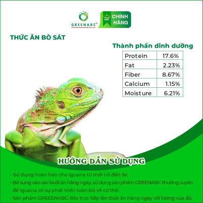 Thức ăn bò sát Iguana Baby GREENABC vị bí đỏ dùng cho Iguana từ mới nở cho đến 9x giúp tăng kích thước, lên màu đẹp, phòng chống MBD, teo đuôi – Hộp 230g