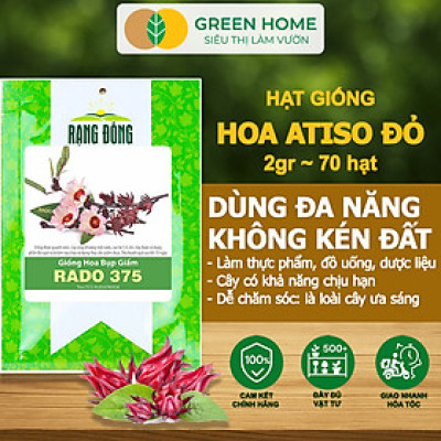 Hạt Giống Atiso Đỏ (Bụp Giấm) Greenhome, Gói 2gr~70 hạt, Dễ Trồng, Thu Hoạch Nhanh, Năng Suất Cao T20
