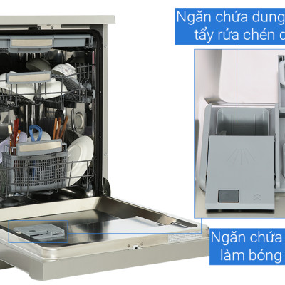 Máy rửa chén Hafele HDW-F60C/ 533.23.200 - Trọng tải rửa 15 bộ đồ ăn Châu Âu- Sản xuất Thổ Nhĩ Kỳ - Rửa nửa tải - Hàng chính hãng