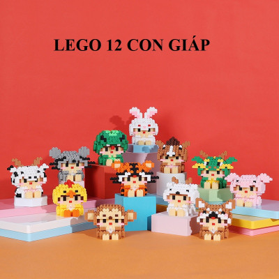 Đồ Chơi Xếp Hình, Đồ Chơi Lắp Ráp Mô Hình 12 Con Giáp, Tặng Kèm Búa Gõ, Đồ Chơi Trẻ Em HT SYS