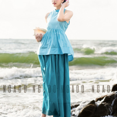 Chân váy xanh ngọc NGADO , váy nữ , Chân váy xòe nữ , Chân váy dài , Chân váy thiết kế