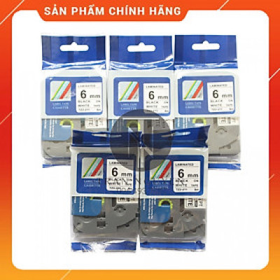 Nhãn In Brother Tz2-211 [Combo 5 hộp] Đen nền trắng 6mm x 8m - Hàng nhập khẩu