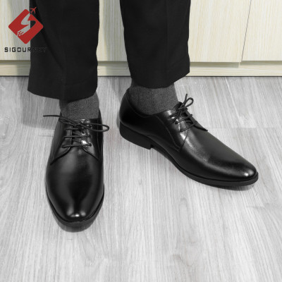 Giày Tây Nam Dây Buộc Giá Rẻ SIGOURNEY Kiểu Dáng Derby Dành Cho Dân Công Sở Màu Đen SIG-04 Bảo Hành 18 Tháng