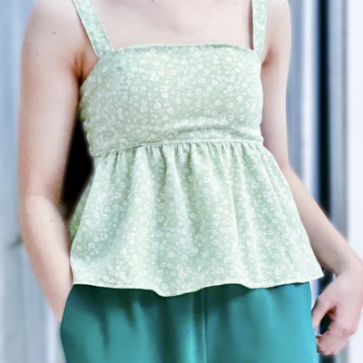 Áo dây mặc nhà LMcation Clara - Hoa Nhí Xanh Cốm