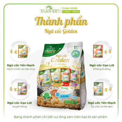 Ngũ Cốc Golden (Variety Pack) Xuân An [ít đường] Túi 400G {25g*16 gói}
