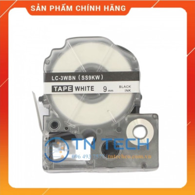 Nhãn in TEPRA - EPSON LC-3WBN (SS9KW) – Chữ đen nền trắng 9MM X 8M  - Dùng cho máy in nhãn TEPRA - EPSON [Hàng nhập khẩu]