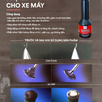 Phụ Gia Súc Béc Xăng Xe máy MAXLUBE Làm Sạch Cặn Cacbon Buồng Đốt Kim Phun Van Nạp Xả Nhập USA