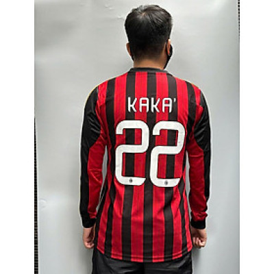 Áo Bóng Đá Retro AC Milan 2013 Dài Tay - Sân Nhà In Tên Kaka Số 22 bản cao cấp vải Cotton Polyester