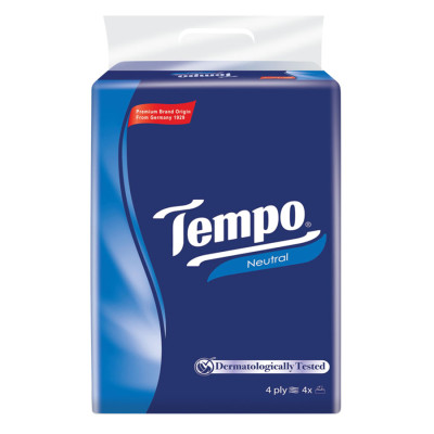 Lốc 4 Gói Khăn Giấy Cao Cấp Tempo Softpack Không Mùi, 4 Lớp, Không Gây Kích Ứng Da (90 Tờ/ Gói) - Thương Hiệu Đức