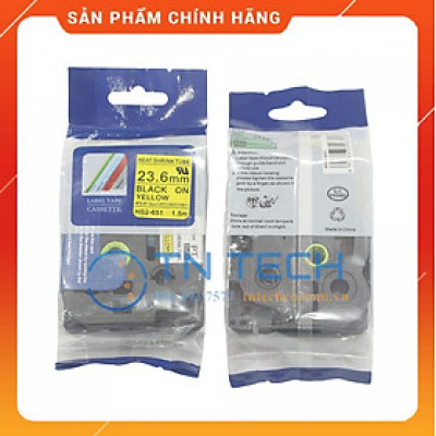 Ống co nhiệt HS2-651 - Đen nền vàng 23.6mm x 1.5m - Dùng cho máy in ống BROTHER - AIMO [Hàng nhập khẩu]