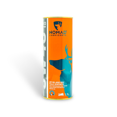 Nhớt Xe Máy Tổng Hợp Toàn Phần NOMAD Lon 1.1L 5W40-SN TẶNG Phễu Thay Nhớt Cho Xe Côn Tay Winner/Exciter/Mô tô PKL Nhập Khẩu Chính Hãng (nhớt màu xanh dạ quang)