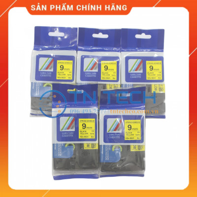 Nhãn In HZE-S621 - Đen nền vàng 9mm x 8m - Dùng cho máy in BROTHER - AIMO - PUTY [Hàng nhập khẩu]