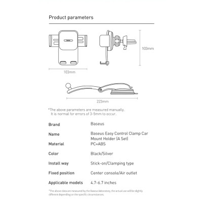 Giá Đỡ Kẹp Điện Thoại Trên Ô TÔ Xe Hơi Baseus Gắn Cửa Gió Hoặc TapLo Xoay Điện Thoại Ngang Dọc 360 Độ - Hàng Chính Hãng