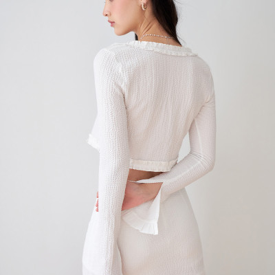 DOTTIE - Váy ngắn phối vải - Trắng - S0160