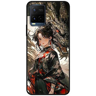 Ốp lưng cho Vivo Y12s - Y20 - Y20s - Y21 - Y21s - Y33 - Y33T - Cô Gái Và Rồng Đen - Hàng Chính Hãng