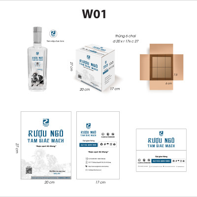 Rượu Ngô Tam Giác Mạch W01 - Thùng 6 chai