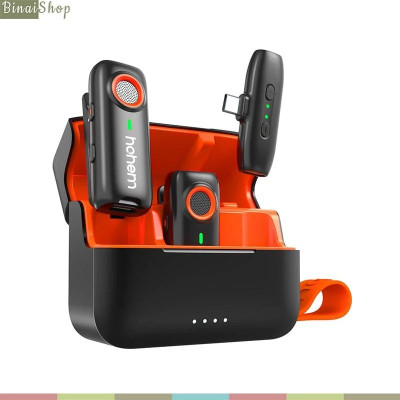 Hohem MIC-01 - Micro Cài Áo Không Dây 2.4GHz, Khử Tiếng Ồn DSP Sử Dụng Cho Điện Thoại, Pin 20 Giờ, Hỗ Trợ Thẻ Nhớ, Phạm Vi Thu 100m- Hàng chính hãng