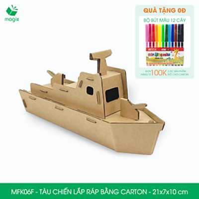 MFK06F - Tàu chiến carton - 21x7x10 cm - Đồ chơi lắp ráp mô hình từ bìa carton cứng cao cấp