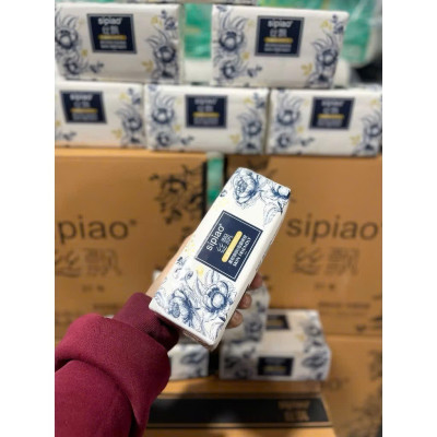 Gói Giấy Ăn Sipiao Hoa Xanh Đen 420 Tờ Siêu Dai