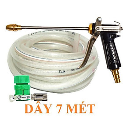 Bộ dây vòi xịt nước rửa xe,tưới cây .tăng áp 3 lần,loại 7m.10m 206318 đầu đồng,đai,nối nhựa v+tặng túi đựng bút