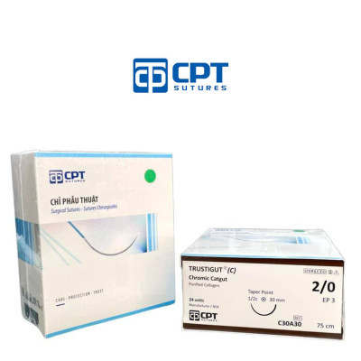 Chỉ phẫu tự tiêu tan chậm CPT Trustigut (C) Chromic Catgut số 2/0 - C30A30