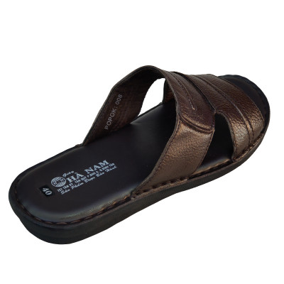 Dép Nam Quai Ngang HÀ NAM Da Bò Thật Cao Cấp DNA2115