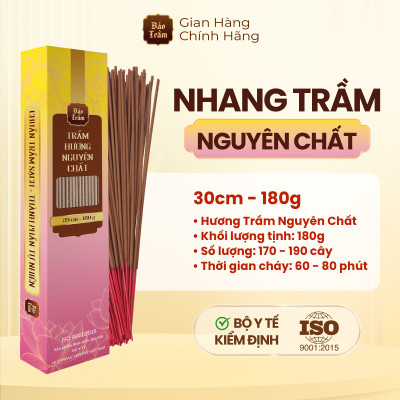Nhang Trầm Nguyên Chất Bảo Trầm 30cm 180g | Tự Nhiên, An Toàn Sức Khỏe