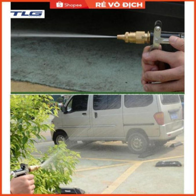 Bộ dây vòi xịt nước rửa xe, tưới cây . tăng áp 3 lần, loại 3m, 5m 206318E đầu đồng, đai, nối, d.vàng