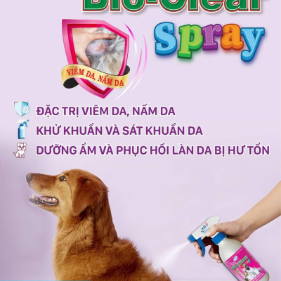 Chai xịt viêm da, nấm da chó mèo Bio Clear Spray (100ml)