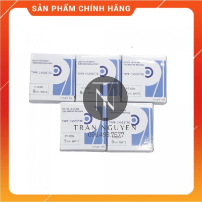 Băng nhãn in MAX PT-309W - Đen nền trắng 9mm x 8m - Hàng nhập khẩu
