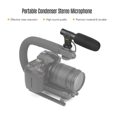Micrô SHOOT XT-451 âm thanh nổi với giắc cắm 3,5 mm Giá đỡ cho máy ảnh Canon Sony Nikon 