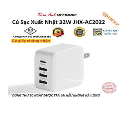 Củ sạc xuất Nhật 32W KFLY ( JHX-AC2022), đạt chứng nhận PSE tiêu chuẩn Nhật Bản, dùng thử 30 ngày, hàng chính hãng