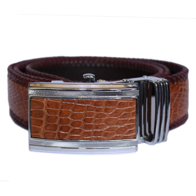  Dây nịt nam da cá sấu màu nâu đỏ HJ4290-4749-4756-4759-4770