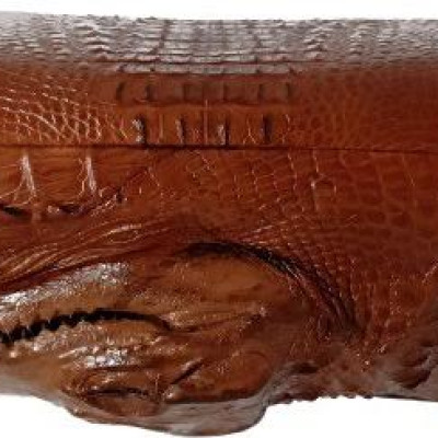 Ví nữ da cá sấu Huy Hoàng nhiều ngăn đầu cá sấu màu nâu đỏ HT3728